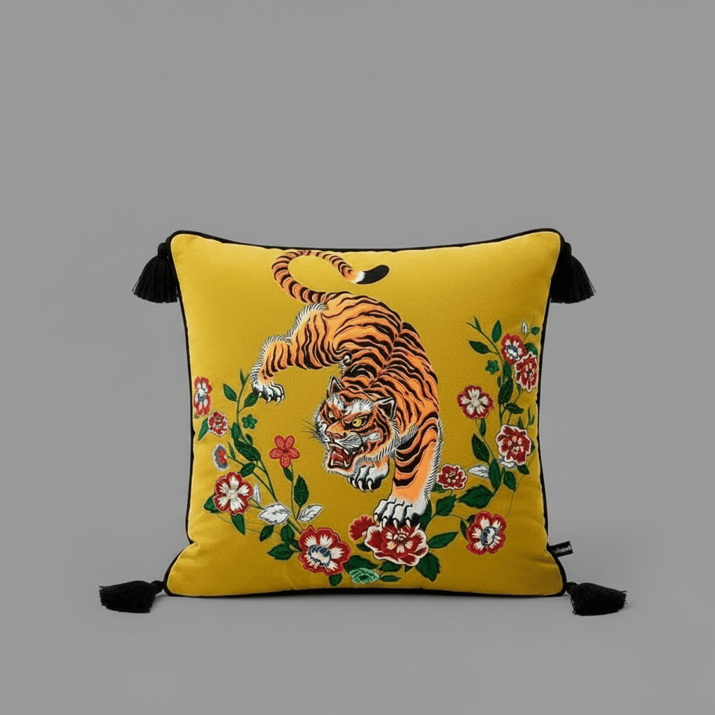 1088 Golden Emperor Tiger Pillow Cover