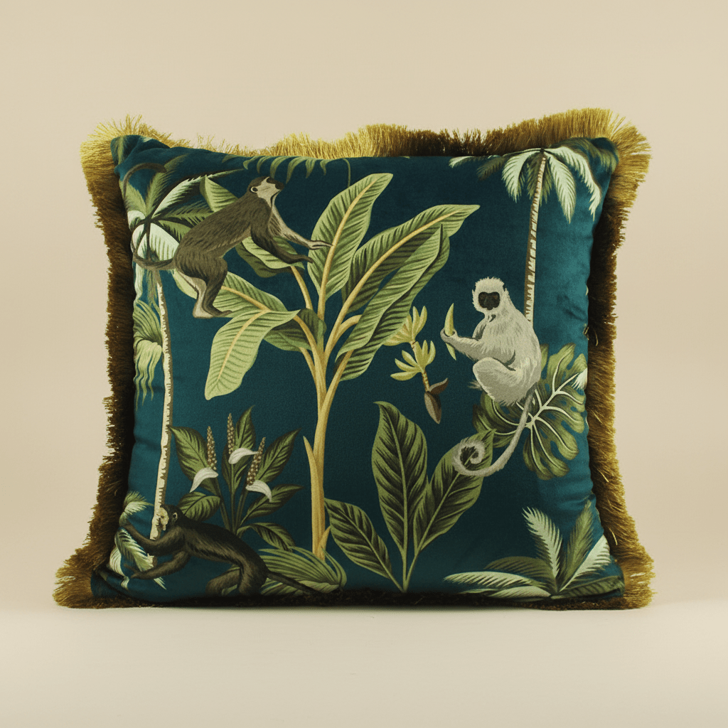 1083 Monkey Palm Fringe Pillow Cover