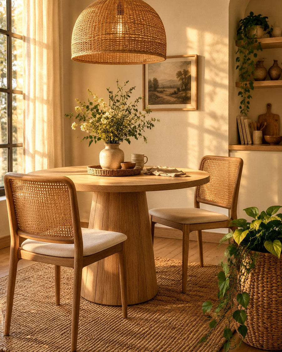 Warm Rattan Dining Nook