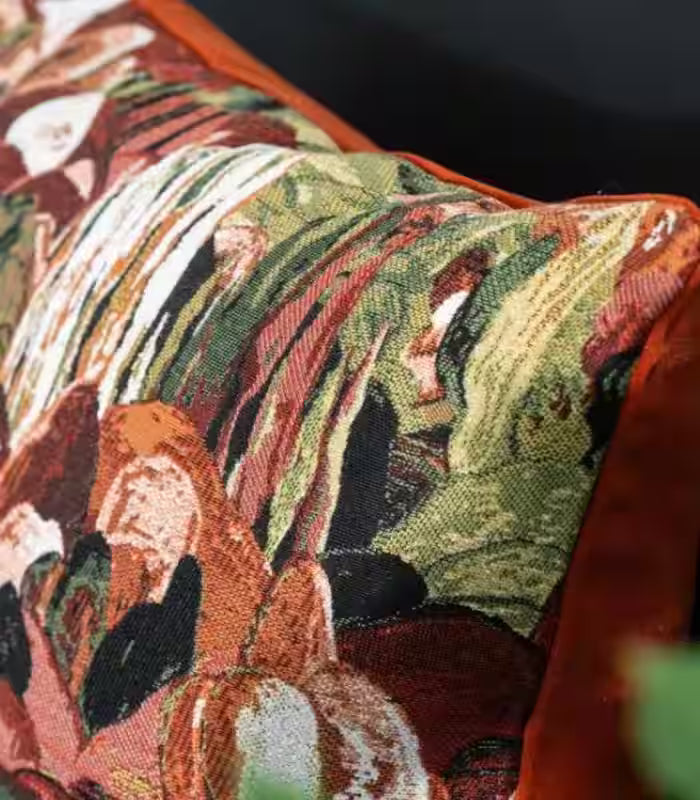 1034 Floral Jacquard Cushion Cover – Artistic Botanical Tapestry Design