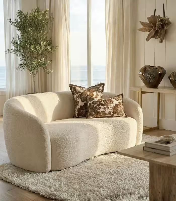 1075 Jacquard Floral Cushion Cover – Rich Brown and Cream Botanical Design Decorative Pillow Case