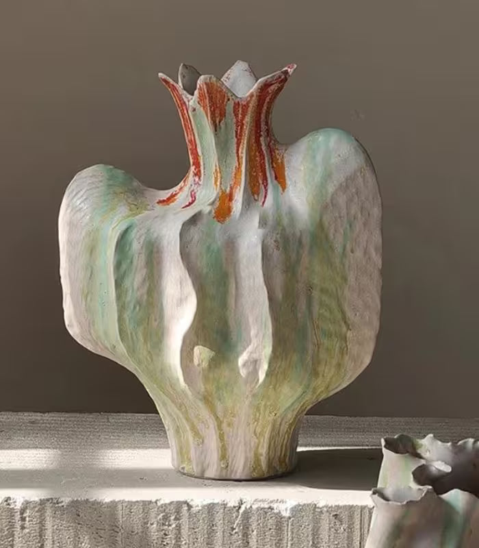 1228 Calista Sculptural Ceramic Vase – Artisan Hand-Painted Botanical Form 34 cm (13.39 in)