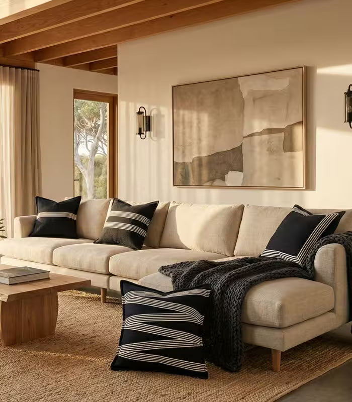 1074 Modern Black & White Striped Cushion Cover Collection Indoor/Outdoor 45x45 cm (18x18in)