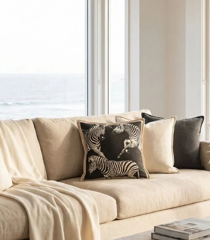 1033 Savannah Zebra Cushion Cover – Double-Sided Woven Design 45x45 cm