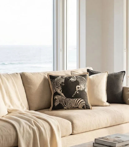 1033 Savannah Zebra Cushion Cover – Double-Sided Woven Design 45x45 cm