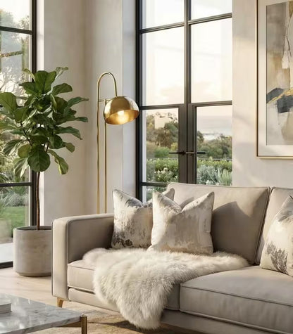 1027 Ethereal Brushstroke Accent Pillow Cover | Handcrafted Metallic Detail Cushion