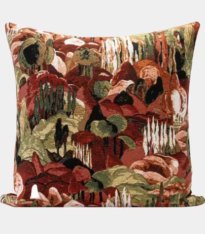 1034 Floral Jacquard Cushion Cover – Artistic Botanical Tapestry Design