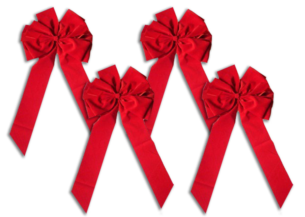 Red Velvet Christmas Bows - Set of 4 (14")