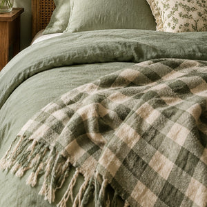 Gingham Fringe Throw Blanket