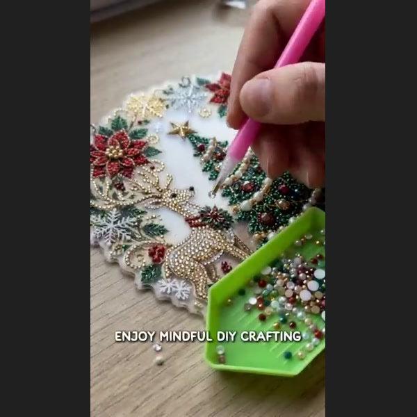 Christmas diamond-painting ornament during crafting