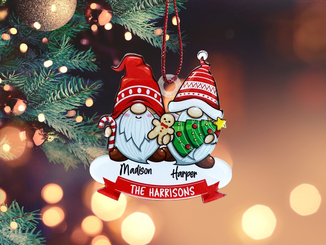 Gnomes Ornament Family Christmas Ornaments, Personalized Gnome Ornament for Christmas Tree Decor, Gnome Family Ornaments Christmas Gift 2024