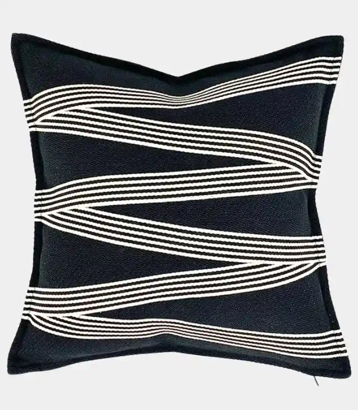 1074 Modern Black & White Striped Cushion Cover Collection Indoor/Outdoor 45x45 cm (18x18in)
