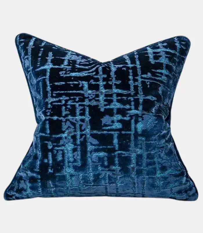 1079 Velvet Floral Garden Cushion Cover Velvet Embroidery Blue