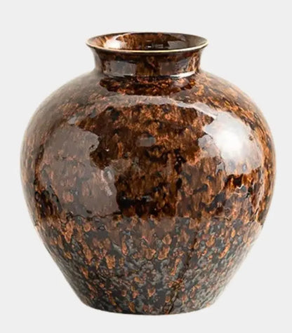 1209 Vesper Tabetop Vase – Tortoiseshell Glaze Design with Round Silhouette Porcelain 24 cm