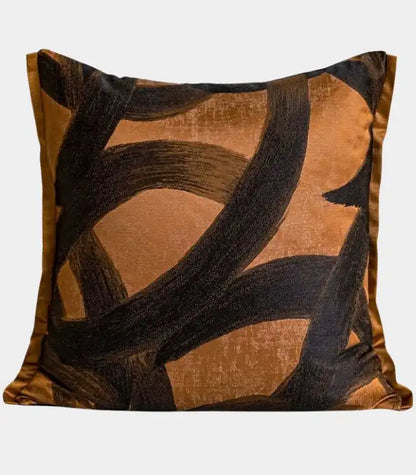 1069 Abstract Cushion Cover Collection - Amber & Charcoal 45x45 cm (18 x 18 in)