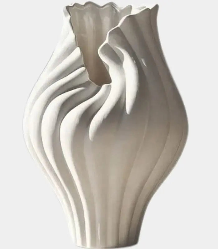 1223 The Aria Sculptural Vase Handcrated Tabletop Vase Large White 32 cm