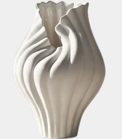 1223 The Aria Sculptural Vase Handcrated Tabletop Vase Large White 32 cm