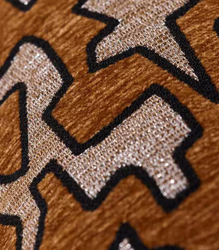 1072 Geometric Tribal Chenille Cushion Cover Brown