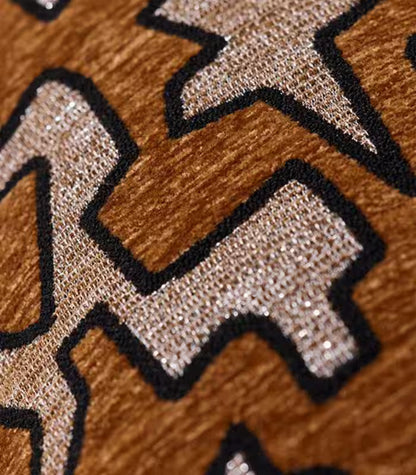 1072 Geometric Tribal Chenille Cushion Cover Brown