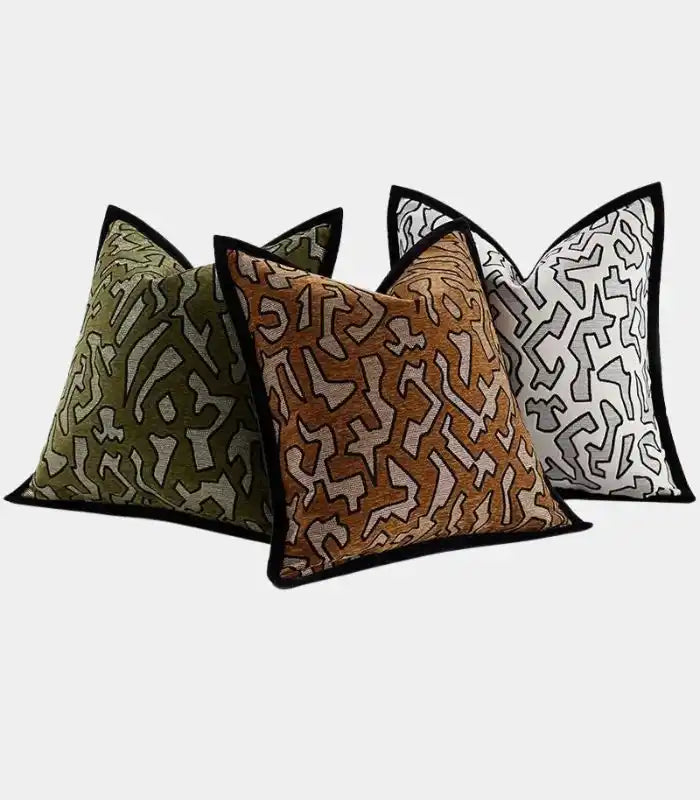 1071 Geometric Tribal Chenille Cushion Cover Green