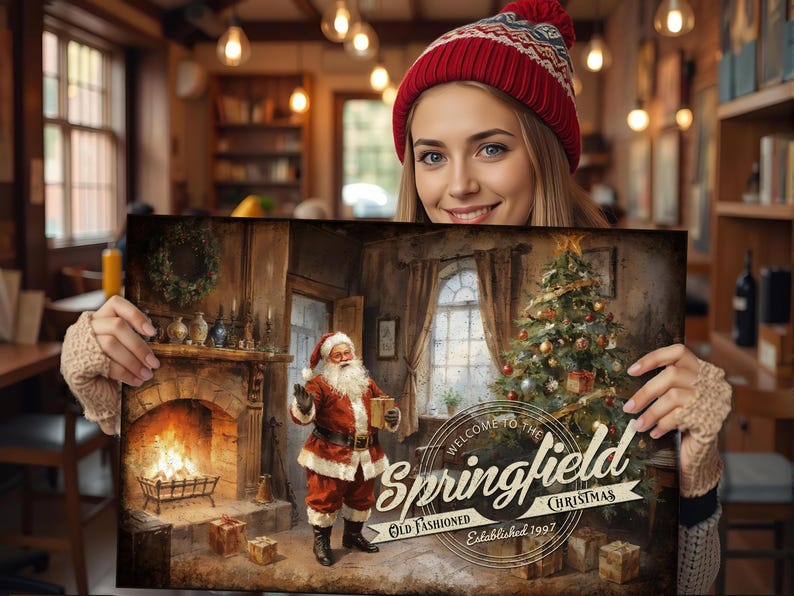 Family Name Christmas Signs - Vintage Santa: Personalized on Metal or Canvas