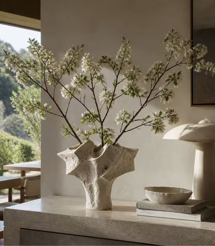 1234 Laguna Large Handmade Ceramic Vase – Organic Textured Sand Finish, Sculptural Form 39 cm