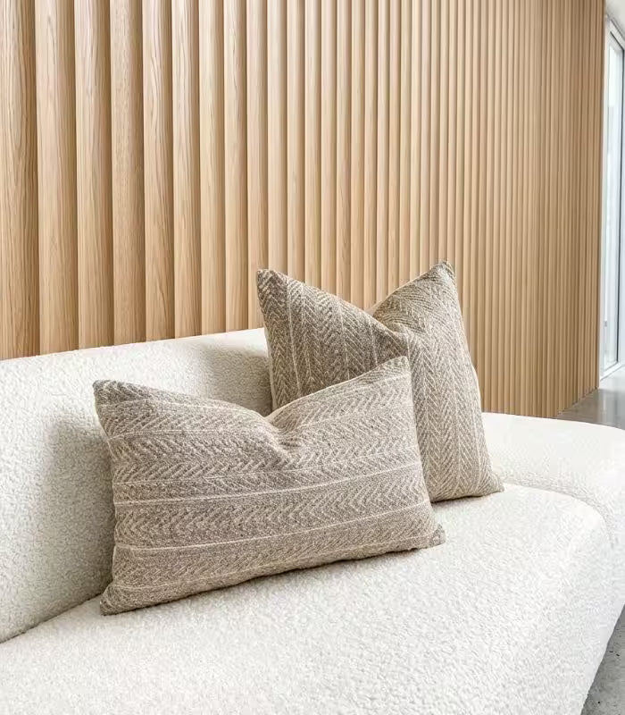 1041 Chevron Jacquard Cushion Cover – Textured Weave in Natural Tones