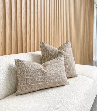1041 Chevron Jacquard Cushion Cover – Textured Weave in Natural Tones