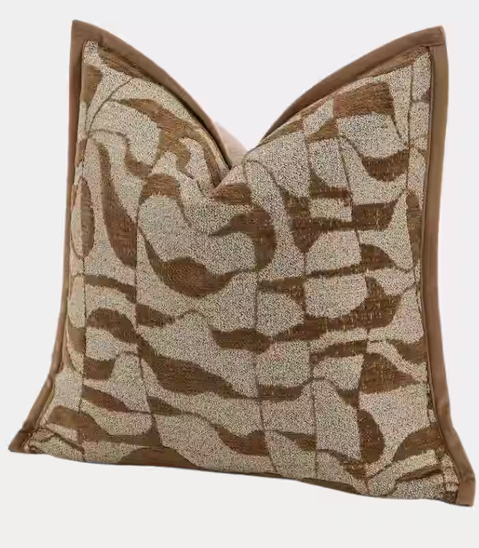 1059 Marlowe Jacquard Cushion Cover – Tonal Abstract Design with Velvet Piping