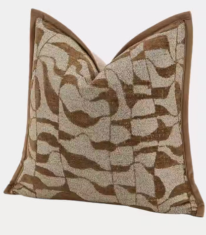 1059 Marlowe Jacquard Cushion Cover – Tonal Abstract Design with Velvet Piping