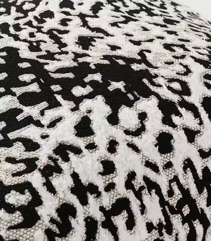 1003 Leopard Print Jacquard Cushion Cover – Bold Black and White Animal Pattern