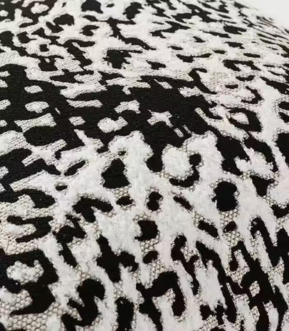 1003 Leopard Print Jacquard Cushion Cover – Bold Black and White Animal Pattern