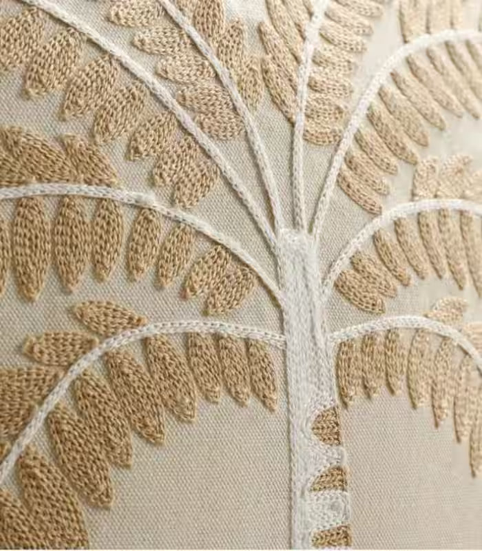 1035 Palm Tree Embroidered Cushion Cover with Decorative Trim
