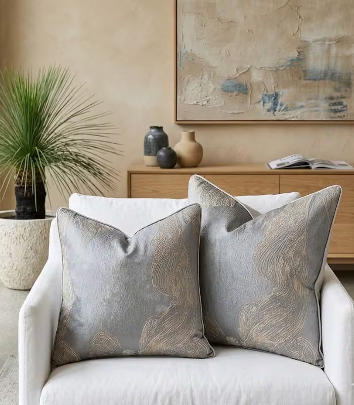1062 Seraphina Jacquard Cushion Cover – Abstract Brushstroke Design