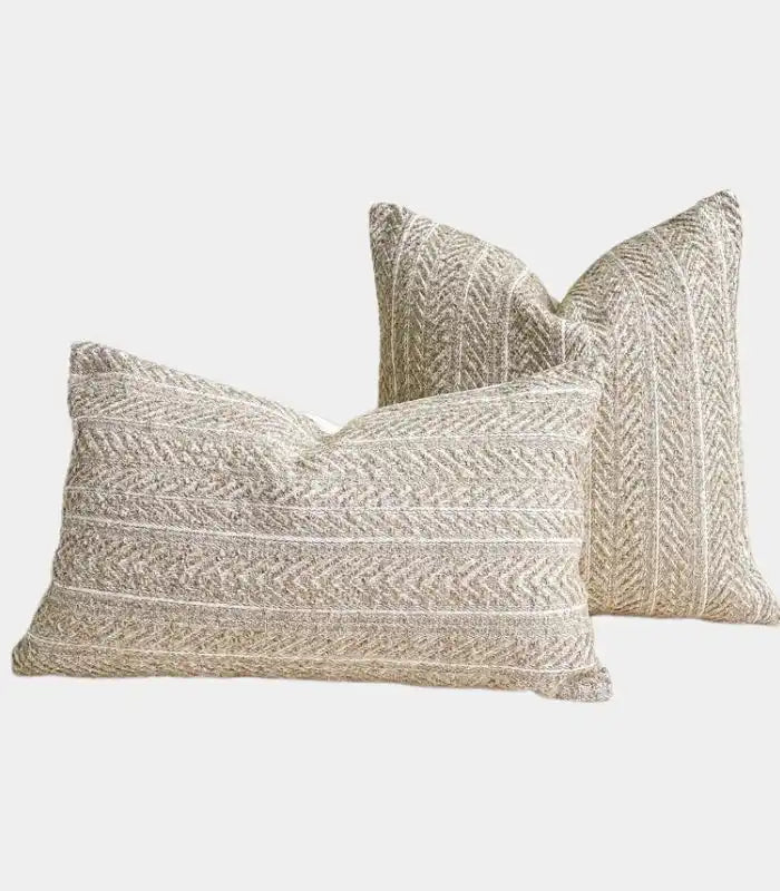 1041 Chevron Jacquard Cushion Cover – Textured Weave in Natural Tones
