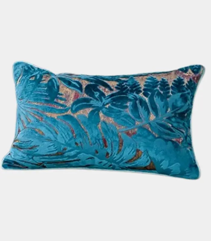 1079 Velvet Floral Garden Cushion Cover Velvet Embroidery Blue