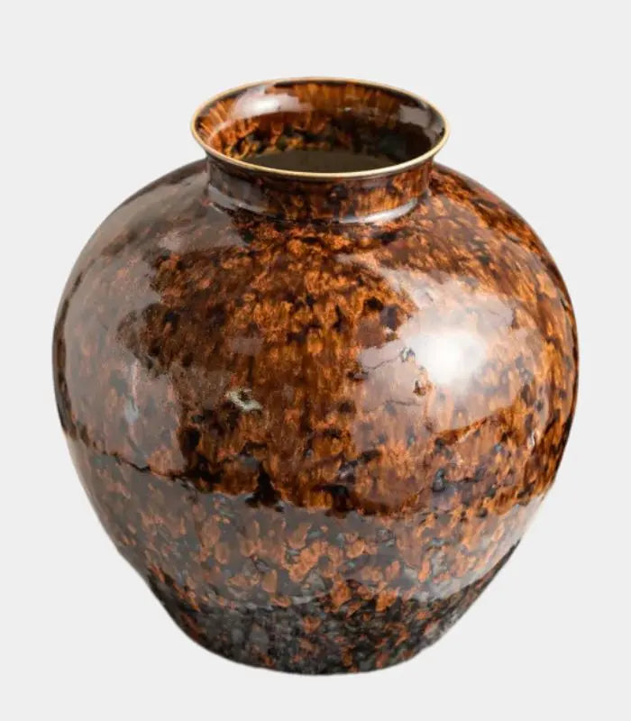 1209 Vesper Tabetop Vase – Tortoiseshell Glaze Design with Round Silhouette Porcelain 24 cm