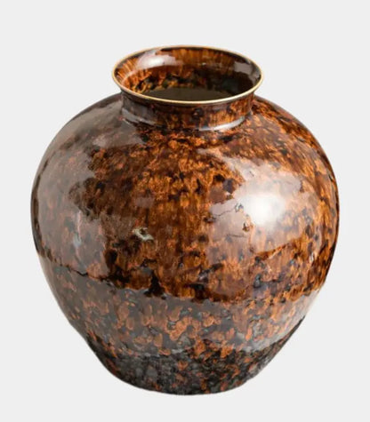 1209 Vesper Tabetop Vase – Tortoiseshell Glaze Design with Round Silhouette Porcelain 24 cm