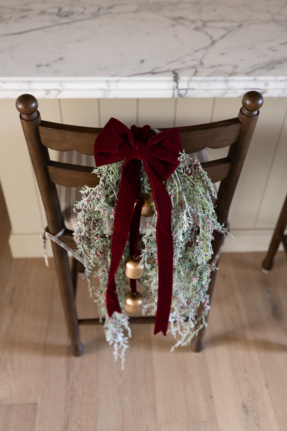 Red Velvet Bow with Cluster of Bells