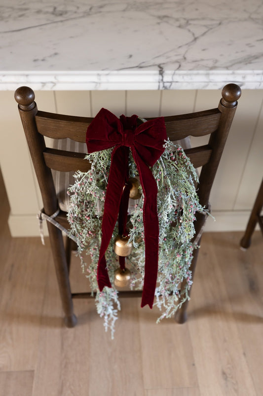 Red Velvet Bow with Cluster of Bells
