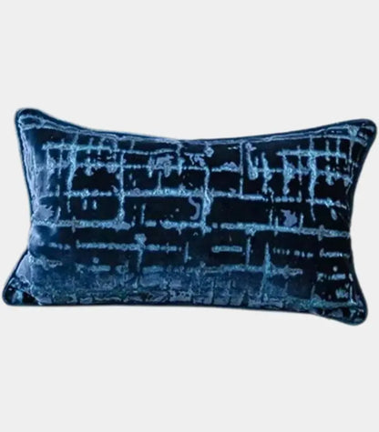 1079 Velvet Floral Garden Cushion Cover Velvet Embroidery Blue
