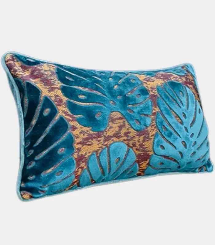 1079 Velvet Floral Garden Cushion Cover Velvet Embroidery Blue