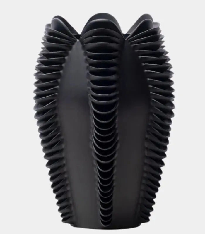 1210 Elara Sculptural Wave Vase | Modern Ribbed Resin Decorative Vessel 28 cm