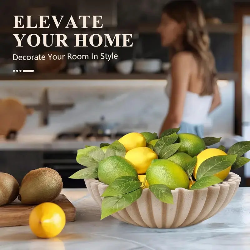 Large Handmade Resin Matt Decorative Bowl - Modern Contemporary Wave Pleat Design, Aesthetic Minimalist Home Decor, Fruit + Keys Storage Bowl for Living Room Entryway, Housewarming Gift Option, Aesthetic Home Decor, Entryway Decor