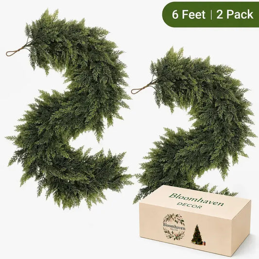 Artificial Cedar Garland, 6 ft (2 Pcs)
