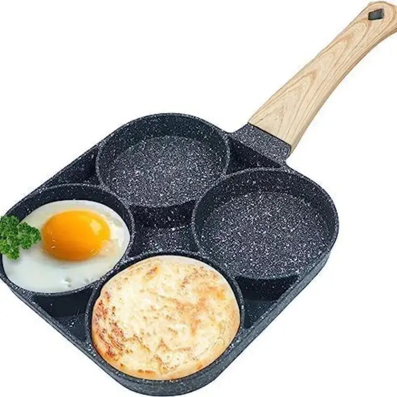 Non-Stick 4-in-1 Breakfast Pan - Multi-Functional Kitchen Cookware for Frying Eggs, Hamburgers, Fast Heating, Durable, Easy to Clean, Space-Saving, Eco-Friendly fry basket saucepan