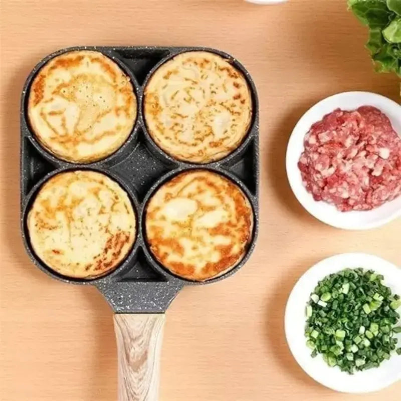 Non-Stick 4-in-1 Breakfast Pan - Multi-Functional Kitchen Cookware for Frying Eggs, Hamburgers, Fast Heating, Durable, Easy to Clean, Space-Saving, Eco-Friendly fry basket saucepan