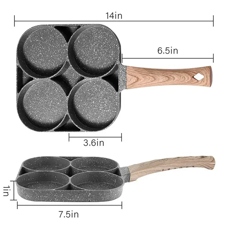 Non-Stick 4-in-1 Breakfast Pan - Multi-Functional Kitchen Cookware for Frying Eggs, Hamburgers, Fast Heating, Durable, Easy to Clean, Space-Saving, Eco-Friendly fry basket saucepan