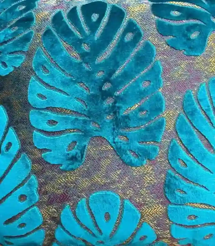 1079 Velvet Floral Garden Cushion Cover Velvet Embroidery Blue