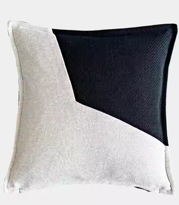 1073 Modern Black & Cream Colour Block Cushion Cover Collection Indoor/Outdoor 45x45 cm